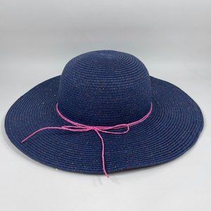Sparkly Navy Blue Sun Hat with Pink Bow